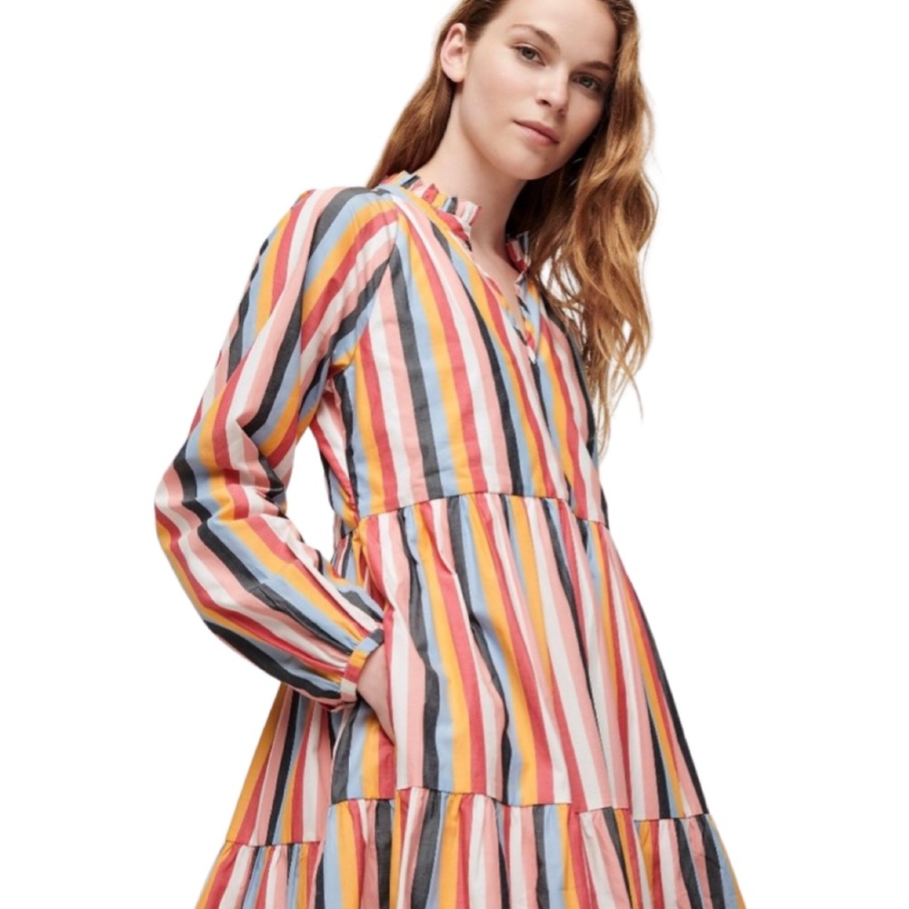 J. Crew Striped Tiered Dress